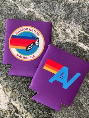 Pair of Aviator Nation Koozie Can Holder Sleeves Malibu Edition